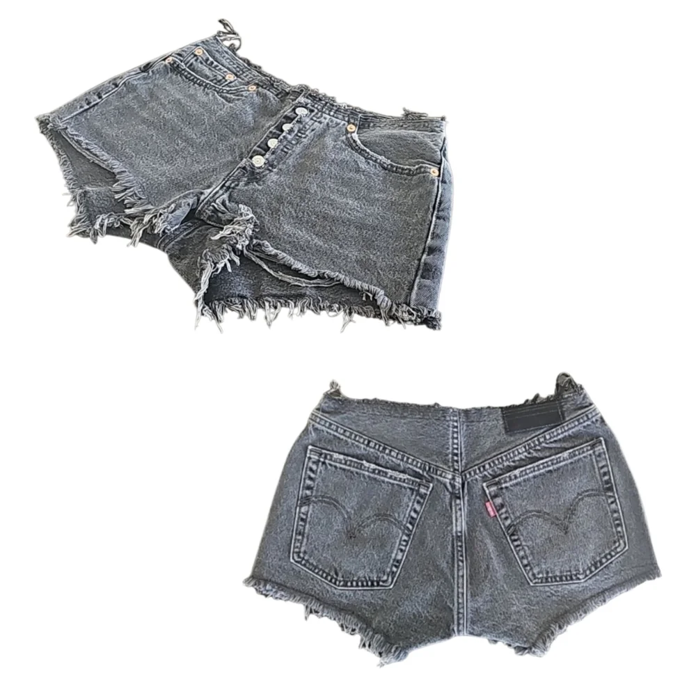 Levi's 501 Anniversary Edition Dark Wash Cut Off Denim Shorts Raw Hem W25
